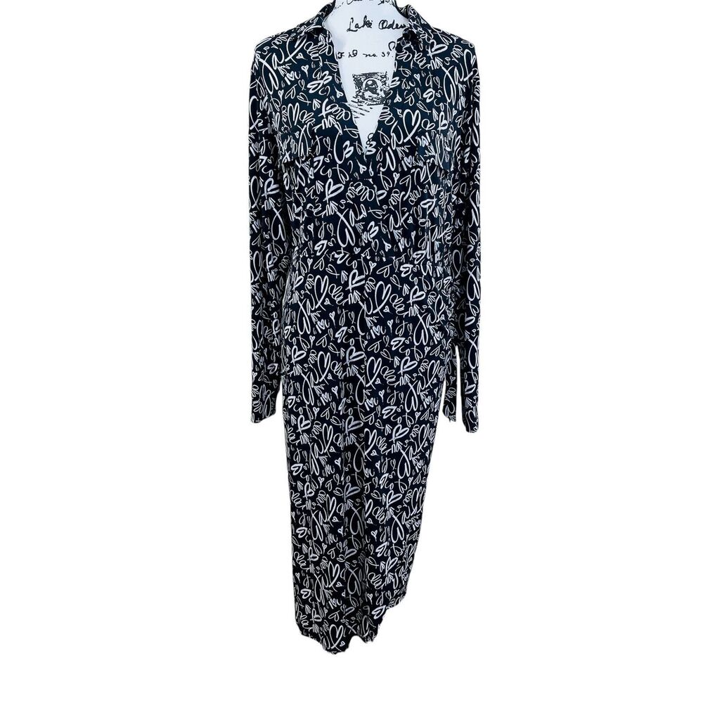 Torrid Studio Knit Surplice Faux Wrap Heart Dress Black White Size 2X edgy